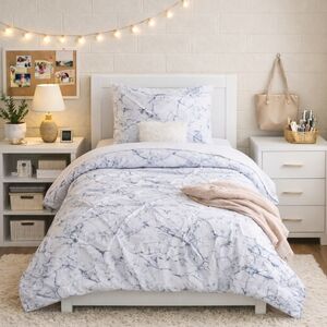 Pottery Barn Teen Marble Pintuck Comforter Twin XL + Sham
